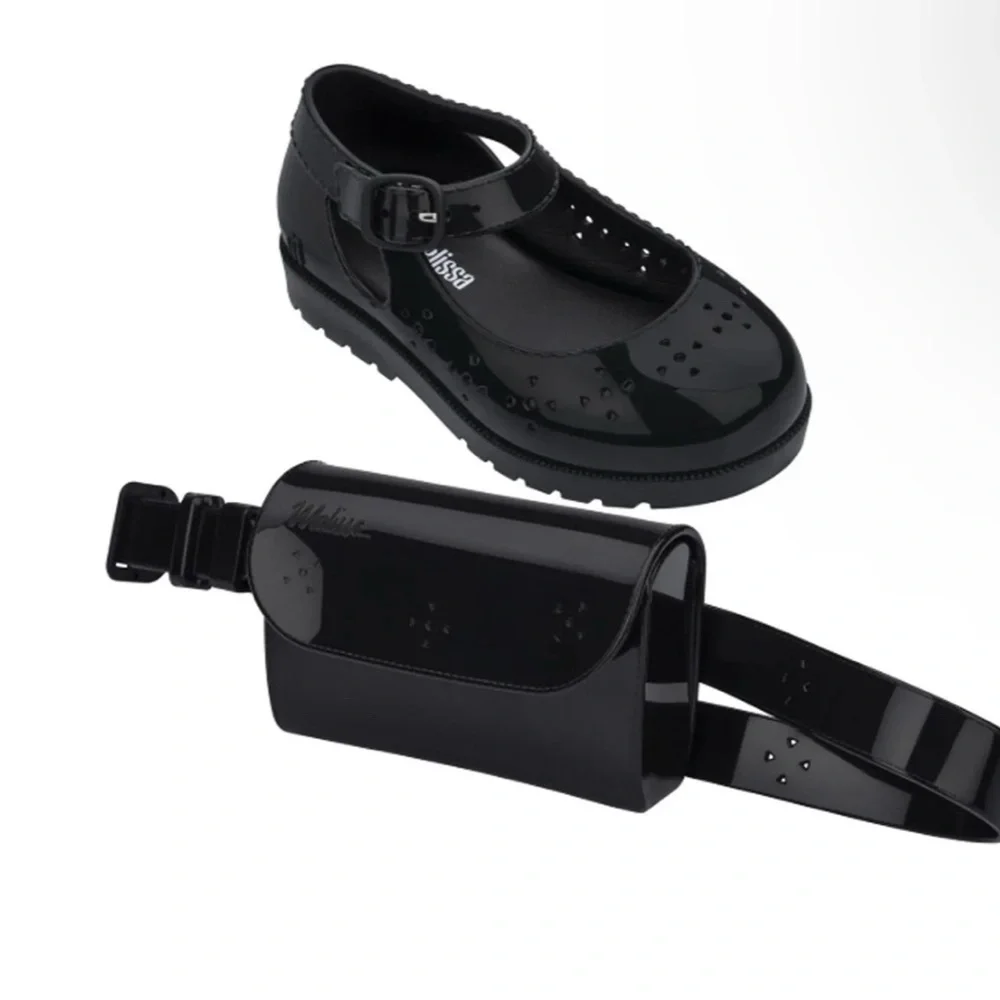 Mini Melissa Black Kids Shoes with Matching Bag